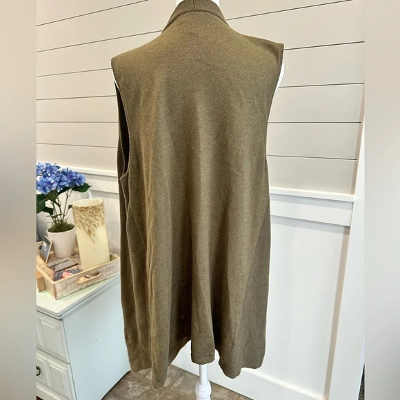Loft Outlet‎ Cotton Vest Sweater Medium Olive - Picture 3 of 5